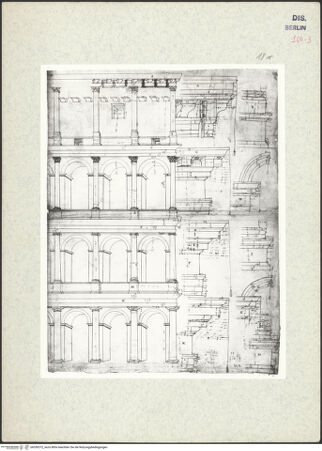 Vorderseite von Kunstbibliothek [https://www.deutsche-digitale-bibliothek.de/content/lizenzen/rv-ez/] Codex Destailleur DColosseum: Aufriss der Außenwand - , bh350372_recto. Foto.