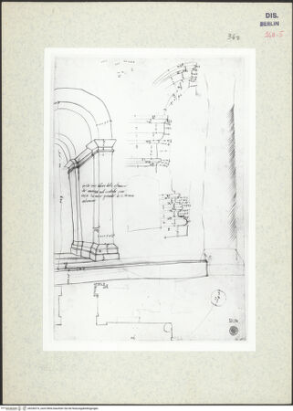 Vorderseite von Kunstbibliothek [https://www.deutsche-digitale-bibliothek.de/content/lizenzen/rv-ez/] Codex Destailleur DCaracalla-Thermen: Maßaufnahme eines Eingangs mit Details - , bh350374_recto. Foto.