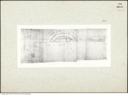 Vorderseite von Kunstbibliothek [https://www.deutsche-digitale-bibliothek.de/content/lizenzen/rv-ez/] Codex Destailleur DCaracalla-Thermen: Grundriss der Umfassungsmauer mit Exedra - , bh350379_recto. Foto.