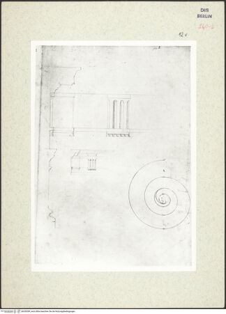 Vorderseite von Kunstbibliothek [https://www.deutsche-digitale-bibliothek.de/content/lizenzen/rv-ez/] Codex Destailleur DSt. Peter: Dorica, Triglyphenfries und Volute - , bh350389_recto. Foto.
