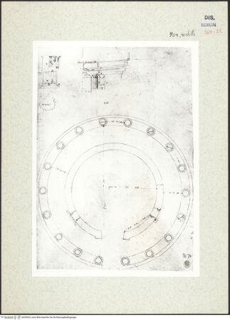 Vorderseite von Kunstbibliothek [https://www.deutsche-digitale-bibliothek.de/content/lizenzen/rv-ez/] Codex Destailleur DTivoli: Vesta-Tempel: Grundriss - , bh350423_recto. Foto.