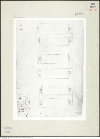 Vorderseite von Kunstbibliothek [https://www.deutsche-digitale-bibliothek.de/content/lizenzen/rv-ez/] Codex Destailleur DPorta Maggiore: Grundriss, Querschnitt der Wasserleitungen - , bh350440_recto. Foto.