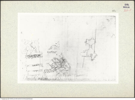 Vorderseite von Kunstbibliothek [https://www.deutsche-digitale-bibliothek.de/content/lizenzen/rv-ez/] Codex Destailleur DCaracalla-Thermen: Aufnahme eines Gebälks mit Puttenfries - , bh350455_recto. Foto.