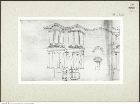 Vorderseite von Kunstbibliothek [https://www.deutsche-digitale-bibliothek.de/content/lizenzen/rv-ez/] Codex Destailleur DTrajans- oder Titus-Thermen: Innenaufriss der Thermenanlage - , bh350458_recto. Foto.