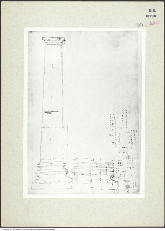 Vorderseite von Kunstbibliothek [https://www.deutsche-digitale-bibliothek.de/content/lizenzen/rv-ez/] Codex Destailleur DCaracalla-Thermen: Aufmaß eines Säulenschafts mit Basen - , bh350459_recto. Foto.