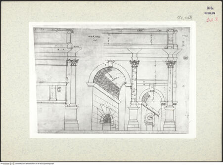 Vorderseite von Kunstbibliothek [https://www.deutsche-digitale-bibliothek.de/content/lizenzen/rv-ez/] Codex Destailleur DSeptimus-Severus-Bogen: Aufriss und Details - , bh350466_recto. Foto.