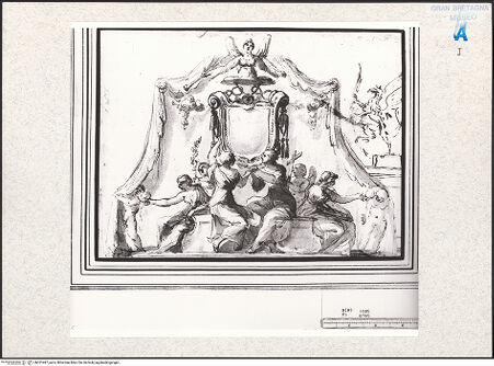 Vorderseite von Royal Collection Enterprises Limited [https://www.deutsche-digitale-bibliothek.de/content/lizenzen/rv-ez/] Entwurf für das Wappen des Kardinal Girolamo Pamphili (?) - , bh351487_recto. Foto.