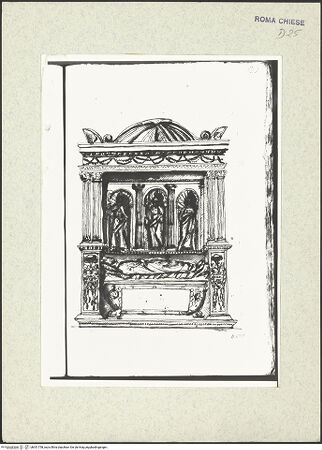 Vorderseite von Bibliotheca Hertziana [https://www.deutsche-digitale-bibliothek.de/content/lizenzen/rv-ez/] Codex AlbaniGrabmal des Kardinals Giovanni Mela / Juan de Melle  (+1467) in San Giacomo degli Spagnoli - , bh351758_recto. Foto.