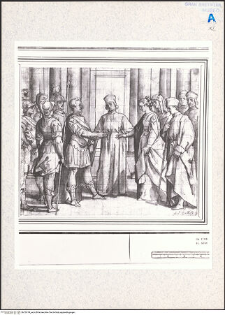 Vorderseite von Royal Collection Enterprises Limited [https://www.deutsche-digitale-bibliothek.de/content/lizenzen/rv-ez/] Ein römischer Soldat und ein Mädchen werden verlobt - , bh354748_recto. Foto.