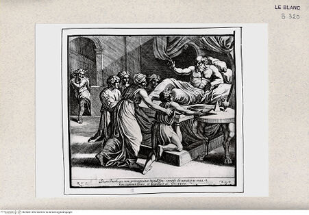 Vorderseite von Istituto Nazionale per la Grafica [http://creativecommons.org/publicdomain/mark/1.0/] Stichserie nach den Fresken der Loggien des VatikanIsaak segnet Jakob (Bl 19) - , bh355081. Foto.