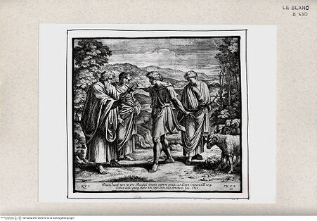 Vorderseite von Istituto Nazionale per la Grafica [http://creativecommons.org/publicdomain/mark/1.0/] Stichserie nach den Fresken der Loggien des VatikanDie Begegnung von Jakob und Laban (Bl 23) - , bh355084. Foto.