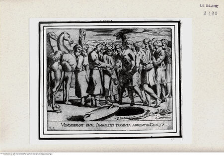 Vorderseite von Istituto Nazionale per la Grafica [http://creativecommons.org/publicdomain/mark/1.0/] "Historia del Testamento Vecchio dipinta in Roma nel Vaticano da Raffaello di Urbino"... 1613Joseph wird von seinen Brüdern verkauft - , bh355089. Foto.