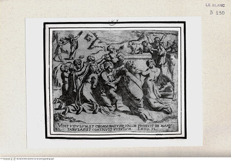 Vorderseite von Istituto Nazionale per la Grafica [http://creativecommons.org/publicdomain/mark/1.0/] "Historia del Testamento Vecchio dipinta in Roma nel Vaticano da Raffaello di Urbino"... 1613Das Goldene Kalb - , bh355095. Foto.