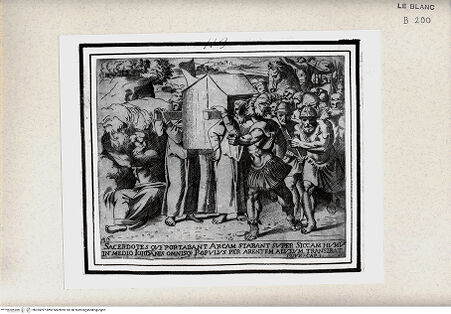 Vorderseite von Istituto Nazionale per la Grafica [http://creativecommons.org/publicdomain/mark/1.0/] "Historia del Testamento Vecchio dipinta in Roma nel Vaticano da Raffaello di Urbino"... 1613Die Überquerung des Jordan - , bh355097. Foto.