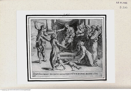 Vorderseite von Istituto Nazionale per la Grafica [http://creativecommons.org/publicdomain/mark/1.0/] "Historia del Testamento Vecchio dipinta in Roma nel Vaticano da Raffaello di Urbino"... 1613Das Urteil des Salomon - , bh355103. Foto.