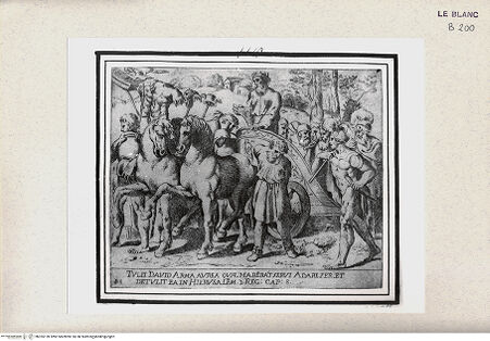 Vorderseite von Istituto Nazionale per la Grafica [http://creativecommons.org/publicdomain/mark/1.0/] "Historia del Testamento Vecchio dipinta in Roma nel Vaticano da Raffaello di Urbino"... 1613Davids Triumph - , bh355120. Foto.