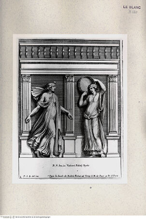 Vorderseite von Istituto Nazionale per la Grafica [http://creativecommons.org/publicdomain/mark/1.0/] "Parerga atqua ornamenta in Vaticani Palatij Xystis"; Stichfolge nach den Stuckarbeiten in den Loggien des VatikanTanzendes Frauenpaar: siebtes Gewölbe; (Bl 2) - , bh355143. Foto.