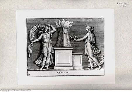 Vorderseite von Istituto Nazionale per la Grafica [http://creativecommons.org/publicdomain/mark/1.0/] "Parerga atqua ornamenta in Vaticani Palatij Xystis"; Stichfolge nach den Stuckarbeiten in den Loggien des VatikanOpfernde Frauen: vierte Arkade (Bl 17) - , bh355148. Foto.