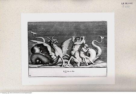 Vorderseite von Istituto Nazionale per la Grafica [http://creativecommons.org/publicdomain/mark/1.0/] "Parerga atqua ornamenta in Vaticani Palatij Xystis"; Stichfolge nach den Stuckarbeiten in den Loggien des VatikanTriton; (Bl 25) - , bh355153. Foto.