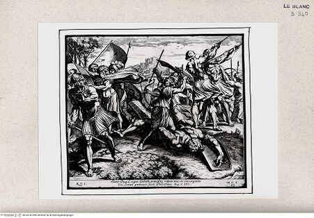 Vorderseite von Istituto Nazionale per la Grafica [http://creativecommons.org/publicdomain/mark/1.0/] Stichserie nach den Fresken der Loggien des VatikanDavid besiegt Goliath (Bl 42) - , bh355180. Foto.