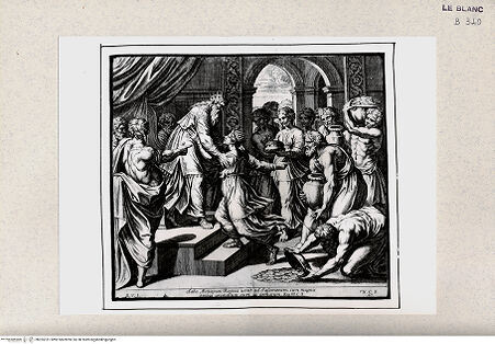 Vorderseite von Istituto Nazionale per la Grafica [http://creativecommons.org/publicdomain/mark/1.0/] Stichserie nach den Fresken der Loggien des VatikanSalomon und die Königin von Saba (Bl 47) - , bh355181. Foto.