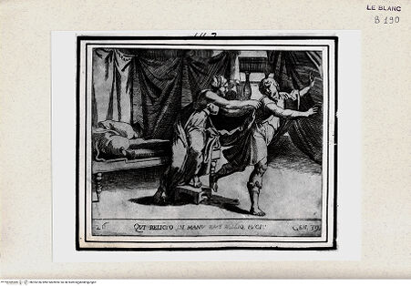 Vorderseite von Istituto Nazionale per la Grafica [http://creativecommons.org/publicdomain/mark/1.0/] "Historia del Testamento Vecchio dipinta in Roma nel Vaticano da Raffaello di Urbino"... 1613Joseph und die Frau Potiphars - , bh355186. Foto.