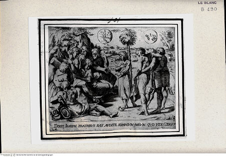 Vorderseite von Istituto Nazionale per la Grafica [http://creativecommons.org/publicdomain/mark/1.0/] "Historia del Testamento Vecchio dipinta in Roma nel Vaticano da Raffaello di Urbino"... 1613Joseph, seine Träume erzählend - , bh355238. Foto.