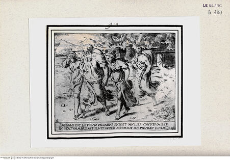 Vorderseite von Istituto Nazionale per la Grafica [http://creativecommons.org/publicdomain/mark/1.0/] "Historia del Testamento Vecchio dipinta in Roma nel Vaticano da Raffaello di Urbino"... 1613Loths Flucht - , bh355279. Foto.