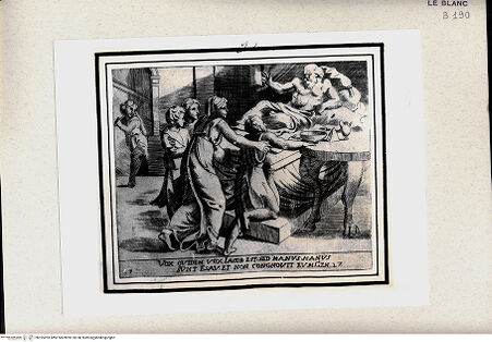 Vorderseite von Istituto Nazionale per la Grafica [http://creativecommons.org/publicdomain/mark/1.0/] "Historia del Testamento Vecchio dipinta in Roma nel Vaticano da Raffaello di Urbino"... 1613Isaak gibt Jakob den Segen - , bh355283. Foto.