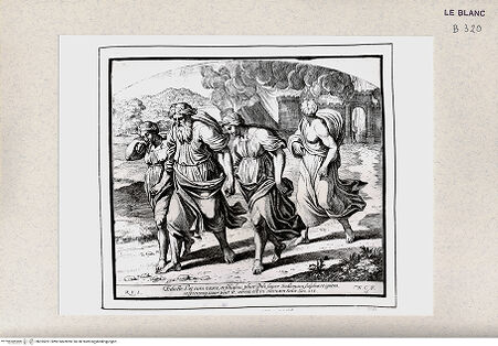Vorderseite von Istituto Nazionale per la Grafica [http://creativecommons.org/publicdomain/mark/1.0/] Stichserie nach den Fresken der Loggien des VatikanLoth flieht aus Sodom (Bl 16) - , bh355291. Foto.