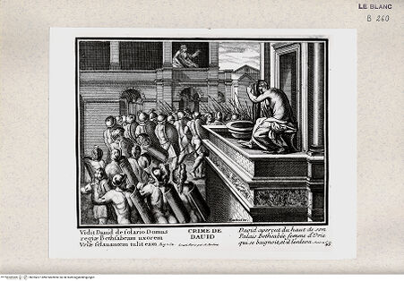 Vorderseite von Istituto Nazionale per la Grafica [http://creativecommons.org/publicdomain/mark/1.0/] Serie von Stichen nach den Loggien des VatikanDavid und Bathseba (Bl 43) - , bh355417. Foto.