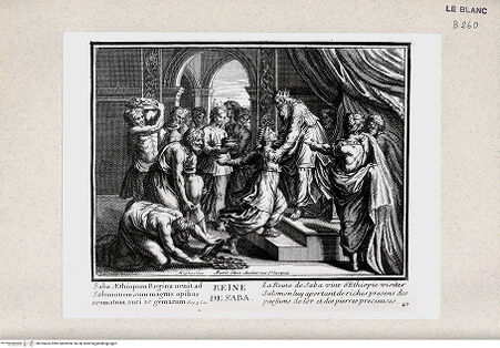 Vorderseite von Istituto Nazionale per la Grafica [http://creativecommons.org/publicdomain/mark/1.0/] Serie von Stichen nach den Loggien des VatikanSalomon und die Königin von Saba (Bl 47) - , bh355425. Foto.