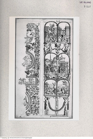 Vorderseite von Istituto Nazionale per la Grafica [http://creativecommons.org/publicdomain/mark/1.0/] Serie nach den Grotesken auf den Pilastern der vatikanischen LoggienDetails des Frieses des sechsten und neunten Pilasters; (Bl. 15) - , bh355426. Foto.