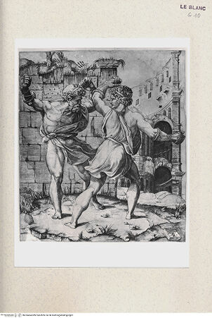 Vorderseite von Istituto Nazionale per la Grafica [http://creativecommons.org/publicdomain/mark/1.0/] Entellus und Dares beim Kampf - , bh355464. Foto.