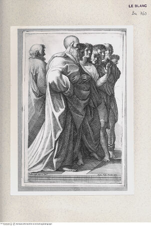 Vorderseite von Istituto Nazionale per la Grafica [http://creativecommons.org/publicdomain/mark/1.0/] Gruppe von acht Figuren (Detail aus der "Schule von Athen") - , bh355466. Foto.