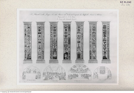 Vorderseite von  [http://creativecommons.org/publicdomain/mark/1.0/] Sieben Pilaster der Vatikanischen Loggien und vier Fresken der Stanzen - , bh355469. Foto.