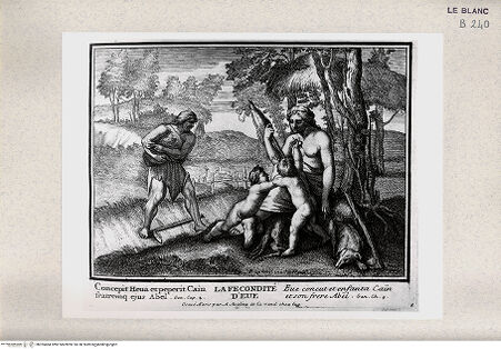 Vorderseite von Istituto Nazionale per la Grafica [http://creativecommons.org/publicdomain/mark/1.0/] Serie von Stichen nach den Loggien des VatikanAdam und Eva mit Kain und Abel (Bl 8) - , bh355484. Foto.