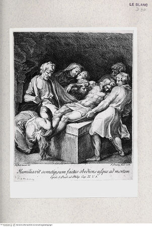 Vorderseite von Istituto Nazionale per la Grafica [http://creativecommons.org/publicdomain/mark/1.0/] Schola Italica Picturae sive Selectae quaedam summorum e schola italica pictorum tabulae aere incisae cura et impensis Gavini Hamilton pictoris Romae MDCCLXIIIGrablegung (nach einem 1. Entwurf zur "Deposizione Borghese") - , bh355516. Foto.