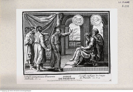 Vorderseite von Istituto Nazionale per la Grafica [http://creativecommons.org/publicdomain/mark/1.0/] Serie von Stichen nach den Loggien des VatikanJoseph deutet dem Pharao seine Träume (Bl 28) - , bh355521. Foto.