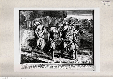 Vorderseite von Istituto Nazionale per la Grafica [http://creativecommons.org/publicdomain/mark/1.0/] Serie von Stichen nach den Loggien des VatikanLoth verlässt Sodom (Bl 16) - , bh355529. Foto.