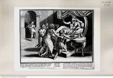 Vorderseite von Istituto Nazionale per la Grafica [http://creativecommons.org/publicdomain/mark/1.0/] Serie von Stichen nach den Loggien des VatikanIsaak segnet Jakob (Bl 18) - , bh355531. Foto.