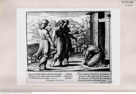Vorderseite von Istituto Nazionale per la Grafica [http://creativecommons.org/publicdomain/mark/1.0/] Serie von Stichen nach den Loggien des VatikanAbraham und die drei Engel (Bl 14) - , bh355537. Foto.