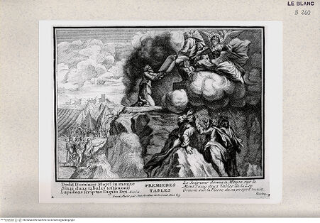 Vorderseite von Istituto Nazionale per la Grafica [http://creativecommons.org/publicdomain/mark/1.0/] Serie von Stichen nach den Loggien des VatikanMoses erhält die Gesetzestafeln (Bl 33) - , bh355540. Foto.