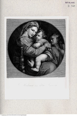 Vorderseite von Istituto Nazionale per la Grafica [http://creativecommons.org/publicdomain/mark/1.0/] "Madonna della Seggiola" - , bh355552. Foto.