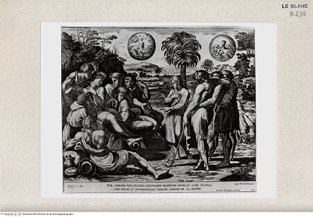 Vorderseite von Istituto Nazionale per la Grafica, Calcografia [http://creativecommons.org/publicdomain/mark/1.0/] "Imagines Veteris ac Novi Testamenti", Serie der biblischen Geschichten nach RaffaelJoseph erklärt den Brüdern die Träume - , bh355568. Foto.