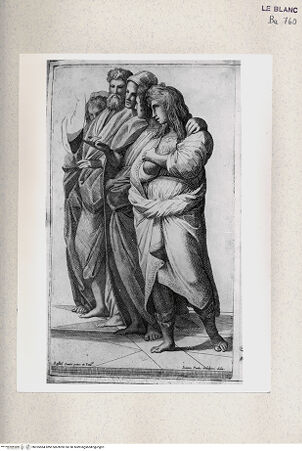 Vorderseite von Istituto Nazionale per la Grafica [http://creativecommons.org/publicdomain/mark/1.0/] Gruppe von 6 sechs Figuren (Detail aus der "Schule von Athen") - , bh355584. Foto.