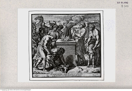 Vorderseite von Istituto Nazionale per la Grafica [http://creativecommons.org/publicdomain/mark/1.0/] Stichserie nach den Fresken der Loggien des VatikanDas Opfer Noahs (Bl 12) - , bh355612. Foto.