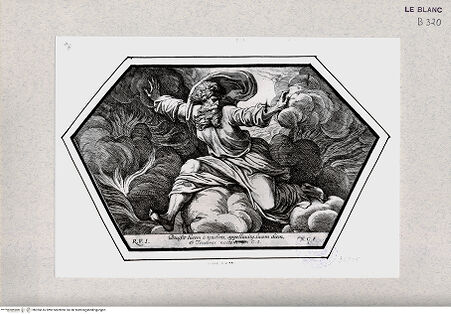 Vorderseite von Istituto Nazionale per la Grafica [http://creativecommons.org/publicdomain/mark/1.0/] Stichserie nach den Fresken der Loggien des VatikanGott trennt Licht und Finsternis (Bl. 2) - , bh355616. Foto.