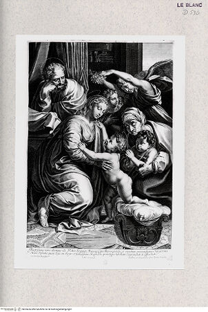 Vorderseite von Istituto Nazionale per la Grafica [http://creativecommons.org/publicdomain/mark/1.0/] Die Heilige Familie mit blumenstreuendem Engel (von Franz I.) (Kopie von der Gegenseite) - , bh355636. Foto.