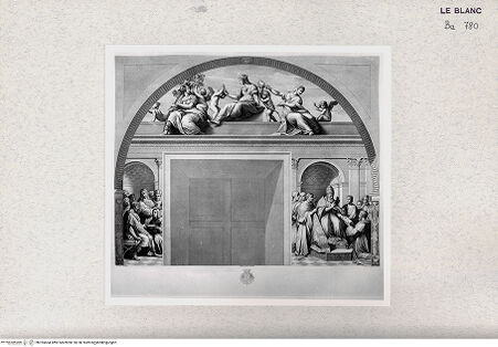 Vorderseite von Istituto Nazionale per la Grafica [http://creativecommons.org/publicdomain/mark/1.0/] Die Tugenden, Tribonian und Giustinian: die Übergabe der Dekretalen durch Gregor IX. - , bh355664. Foto.